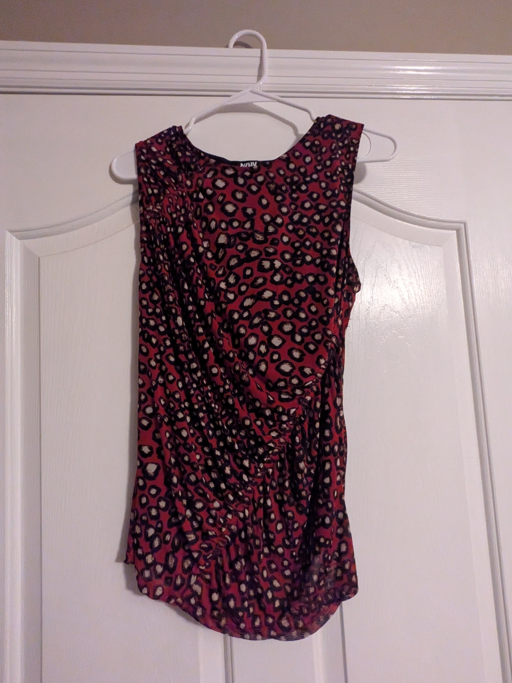 DKNY Red Leopard Print Sleeveless Tank Top